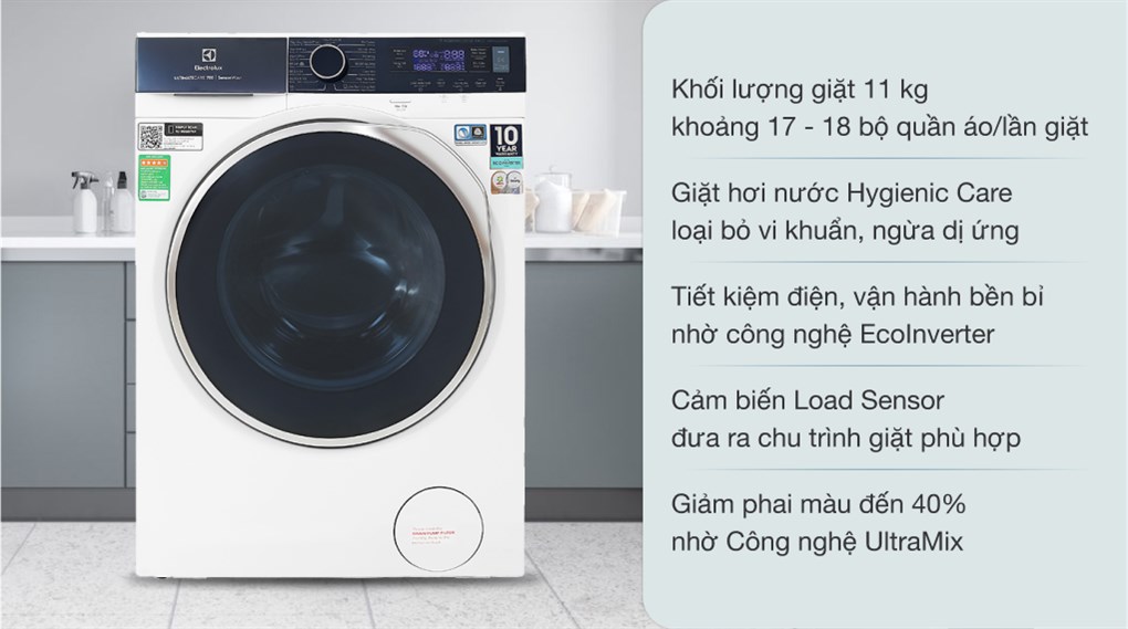 Máy giặt Electrolux Lồng ngang UltimateCare 700 Inverter 11 kg EWF1142Q7WB